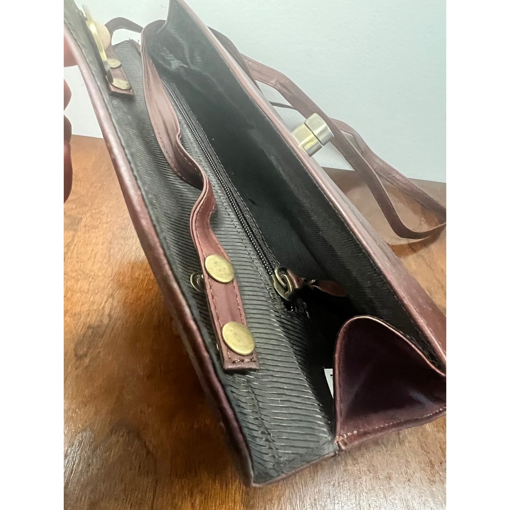 Wilson's Leather Clutch Removable Strap 90's Retro Vintage Burgundy Brown Bag - Picture 7 of 10